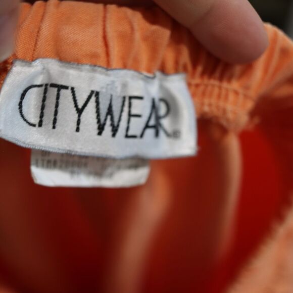 City Wear Vintage 90s Orange Capris with Elastic Waistband and Wide-Leg Cut - Picture 8 of 10